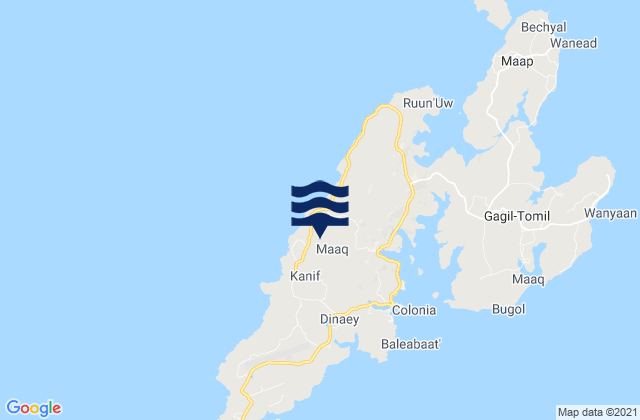 Mapa da tábua de marés em State of Yap, Micronesia