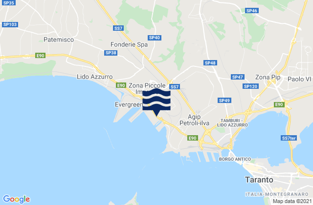 Mapa da tábua de marés em Statte, Italy
