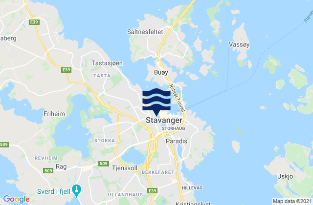 Mapa da tábua de marés em Stavanger, Norway