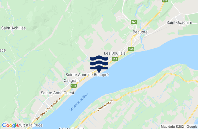 Mapa da tábua de marés em Ste-Anne-De-Beaupr, Canada