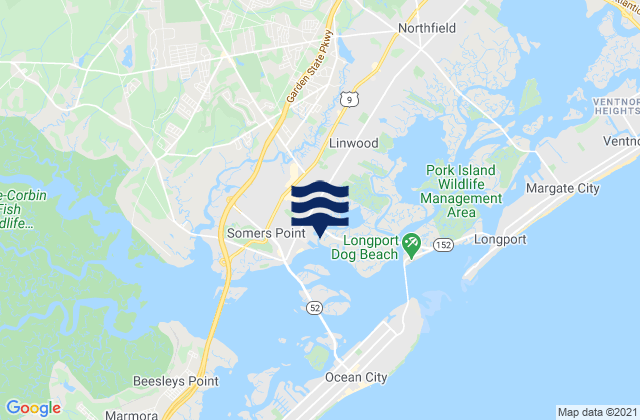 Mapa da tábua de marés em Steelmanville, United States