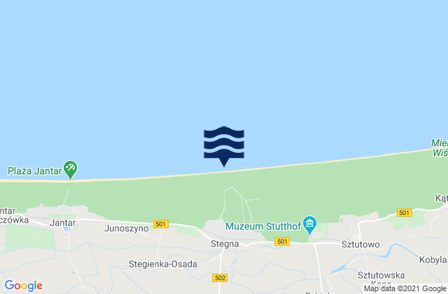 Mapa da tábua de marés em Stegna, Poland