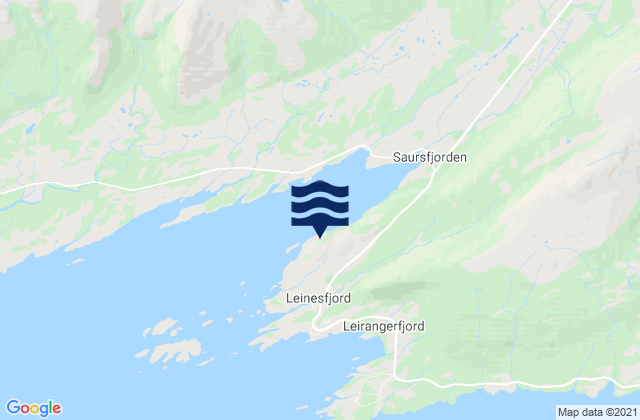 Mapa da tábua de marés em Steigen, Norway