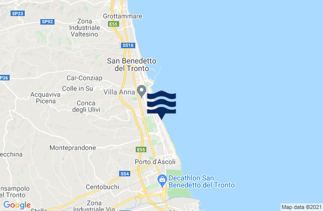 Mapa da tábua de marés em Stella, Italy