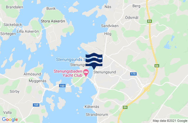 Mapa da tábua de marés em Stenungsund, Sweden