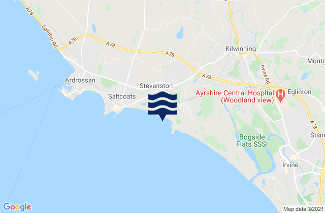 Mapa da tábua de marés em Stevenston Beach, United Kingdom