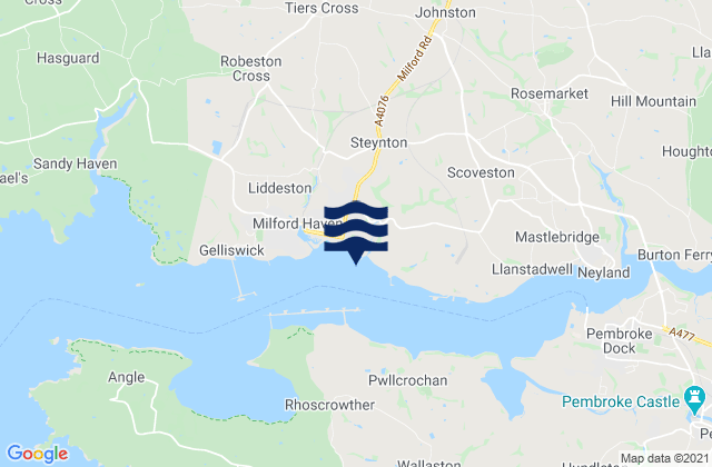 Mapa da tábua de marés em Steynton, United Kingdom