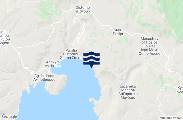 Mapa da tábua de marés em Steíri, Greece