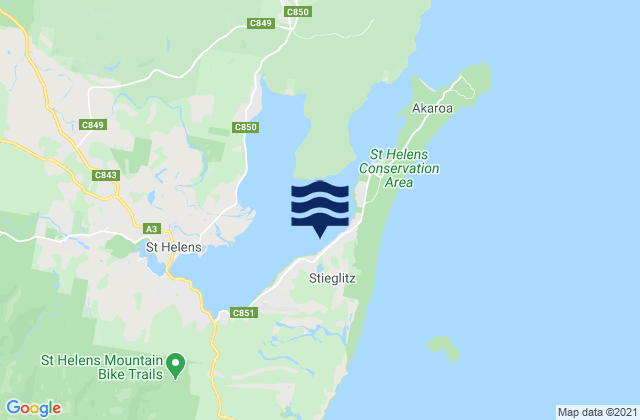 Mapa da tábua de marés em Stieglitz Beach, Australia