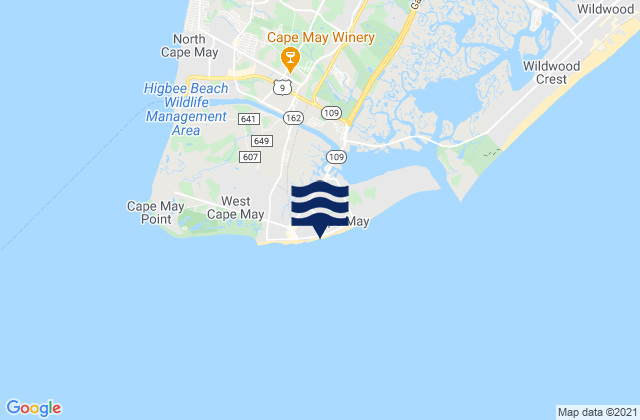 Mapa da tábua de marés em Stockton Avenue, United States