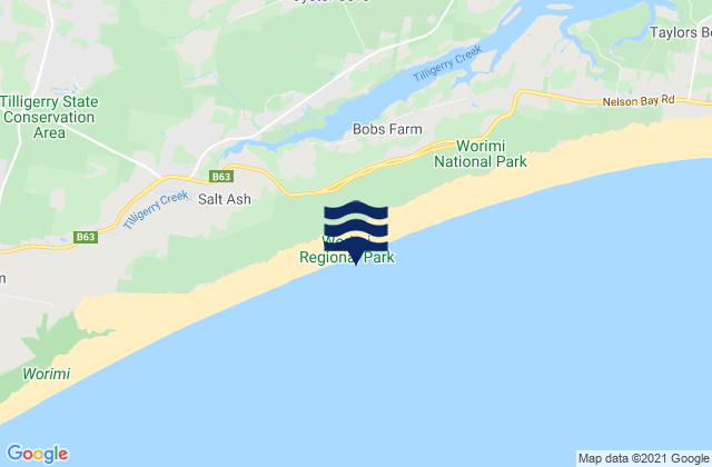 Mapa da tábua de marés em Stockton Beach, Australia