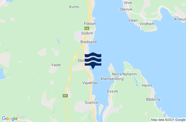 Mapa da tábua de marés em Stockvik, Sweden
