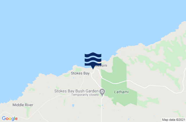 Mapa da tábua de marés em Stokes Bay, Australia