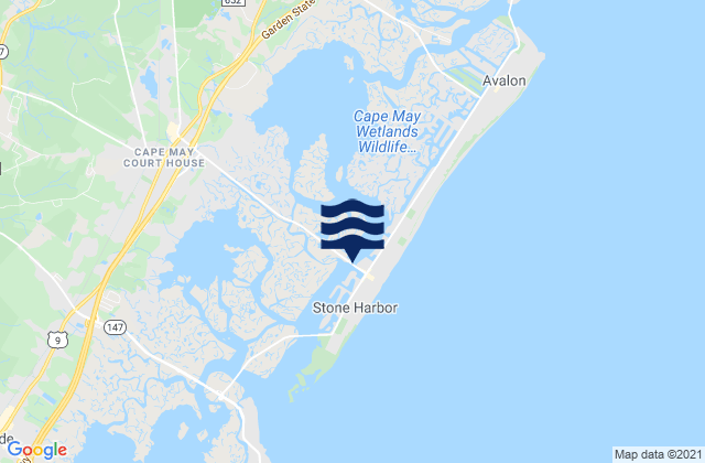 Mapa da tábua de marés em Stone Harbor (Great Channel), United States