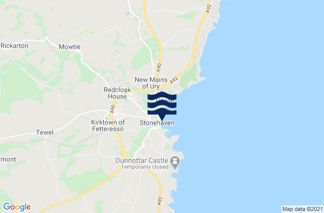 Mapa da tábua de marés em Stonehaven, United Kingdom