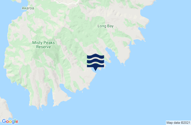 Mapa da tábua de marés em Stony Bay, New Zealand