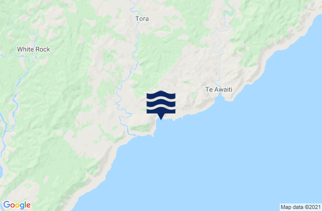 Mapa da tábua de marés em Stony Bay, New Zealand