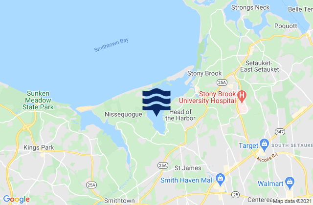 Mapa da tábua de marés em Stony Brook Harbor, United States