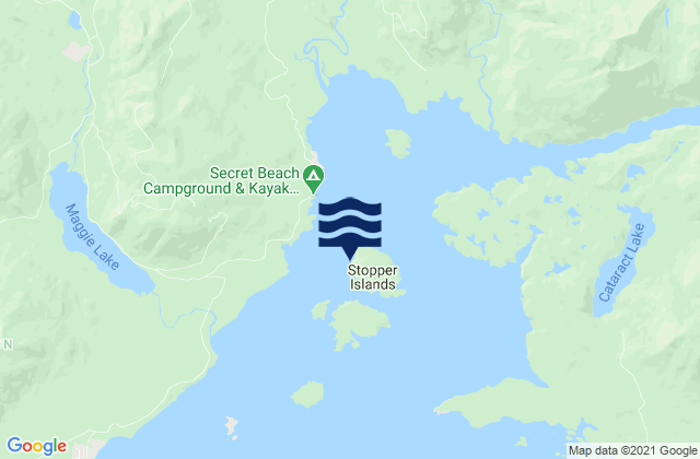 Mapa da tábua de marés em Stopper Islands, Canada