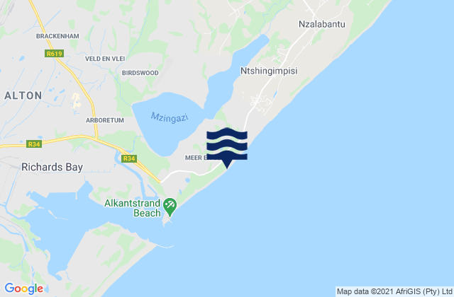 Mapa da tábua de marés em Strand (Pipe), South Africa