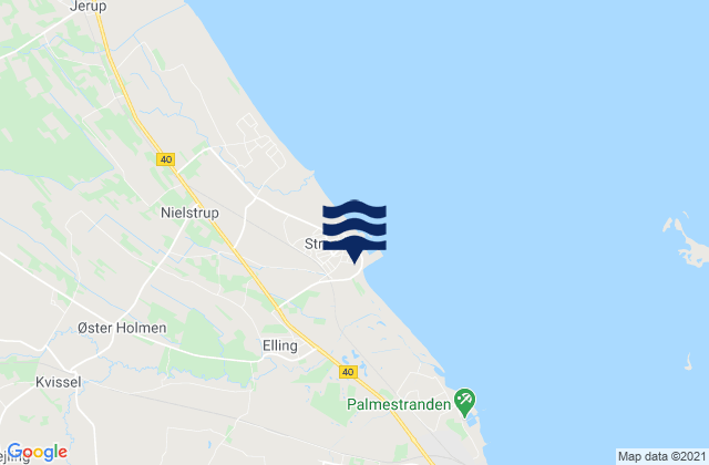 Mapa da tábua de marés em Strandby, Denmark