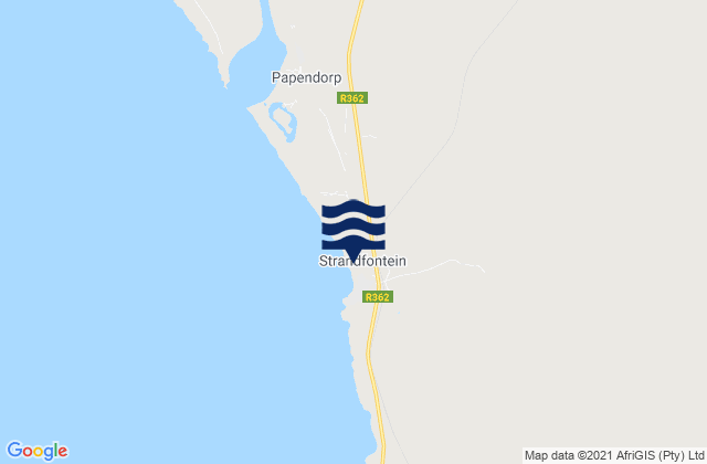Mapa da tábua de marés em Strandfontein, South Africa