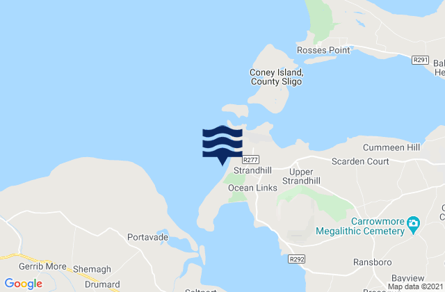 Mapa da tábua de marés em Strandhill Beach, Ireland
