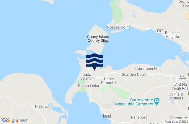 Mapa da tábua de marés em Strandhill, Ireland