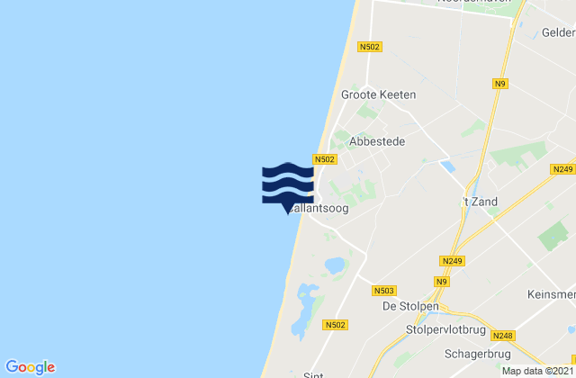Mapa da tábua de marés em Strandslag Callantsoog, Netherlands
