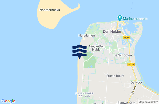 Mapa da tábua de marés em Strandslag Duinoord, Netherlands