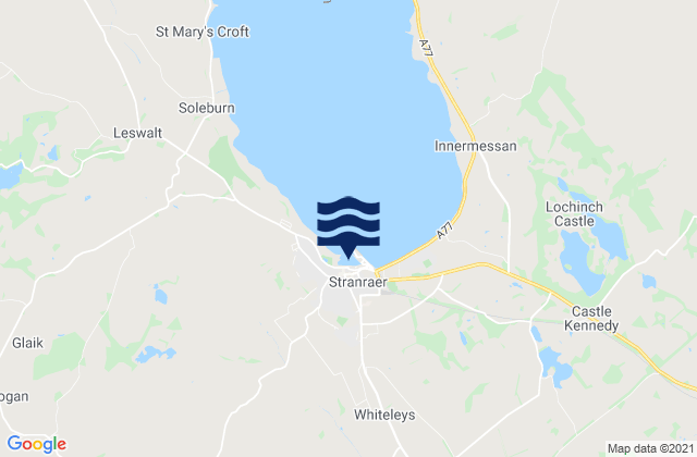 Mapa da tábua de marés em Stranraer, United Kingdom
