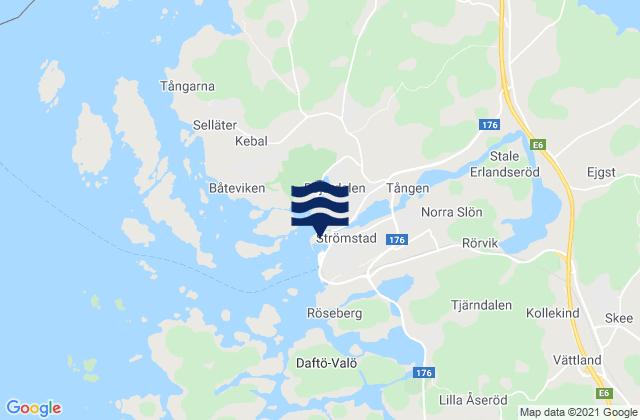 Mapa da tábua de marés em Strömstad, Sweden