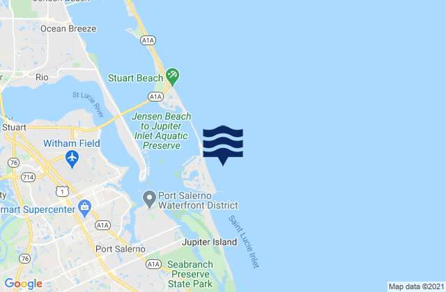 Mapa da tábua de marés em Stuart Beach, United States