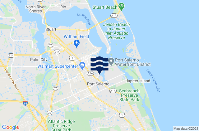 Mapa da tábua de marés em Stuart Public Beach, United States
