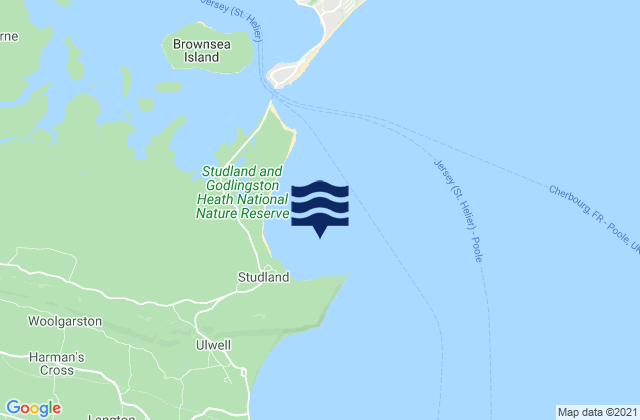 Mapa da tábua de marés em Studland Bay, United Kingdom