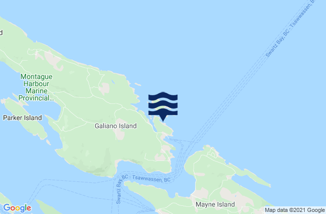 Mapa da tábua de marés em Sturdies Bay, Canada