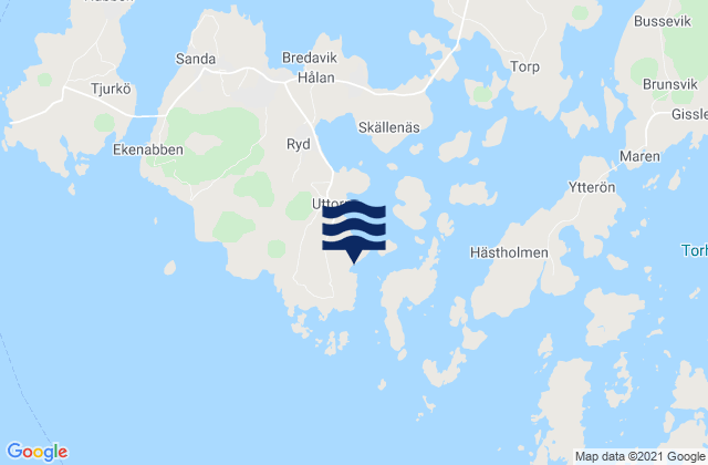 Mapa da tábua de marés em Sturkö, Sweden