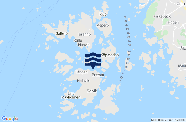 Mapa da tábua de marés em Styrsö, Sweden