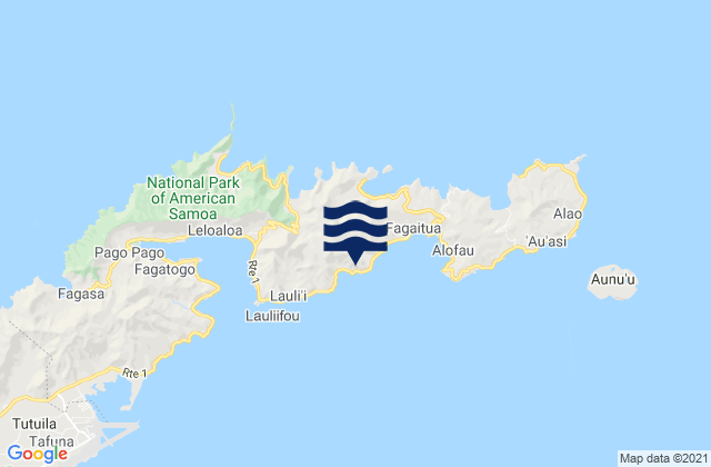 Mapa da tábua de marés em Sua County, American Samoa