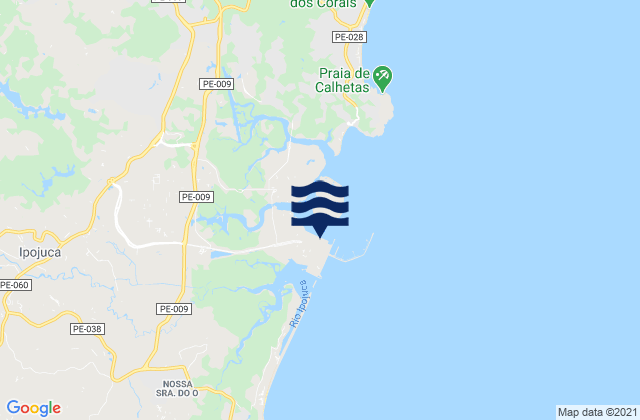 Mapa da tábua de marés em Suape Port, Brazil
