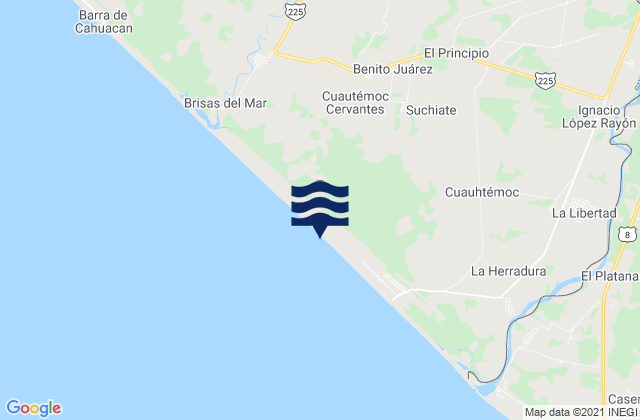 Mapa da tábua de marés em Suchiate, Mexico