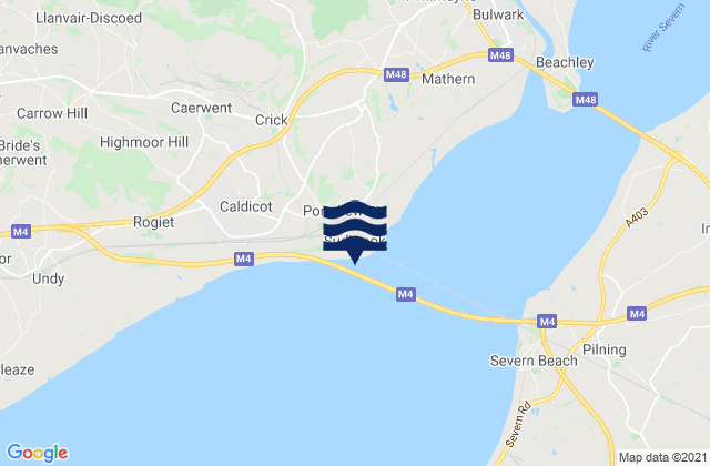 Mapa da tábua de marés em Sudbrook, United Kingdom