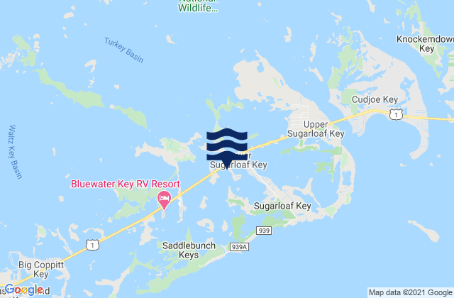 Mapa da tábua de marés em Sugarloaf Shores North, United States
