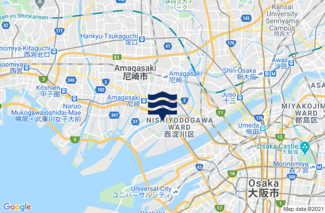Mapa da tábua de marés em Suita Shi, Japan