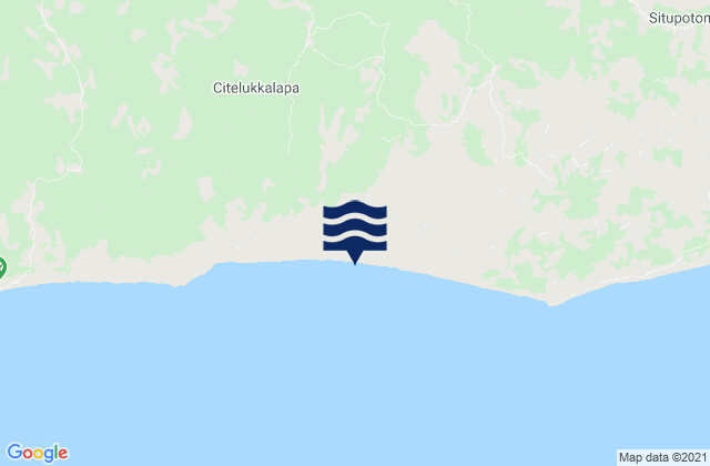 Mapa da tábua de marés em Sukapura, Indonesia