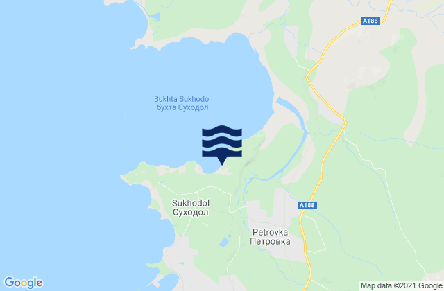 Mapa da tábua de marés em Sukhodol Bay Ussuri Bay, Russia