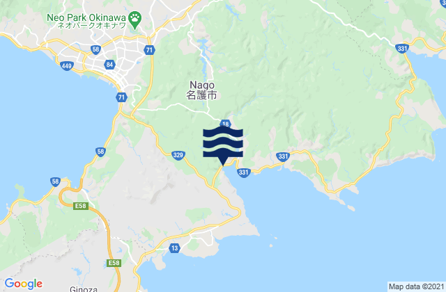 Mapa da tábua de marés em Sukku, Japan