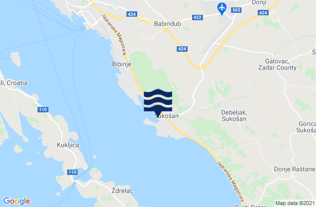 Mapa da tábua de marés em Sukošan, Croatia