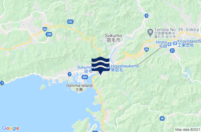 Mapa da tábua de marés em Sukumo, Japan