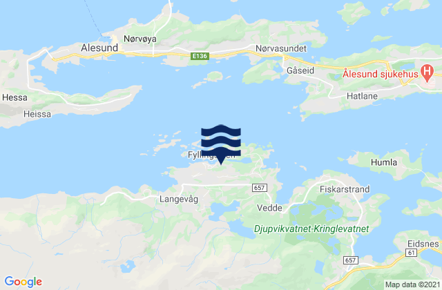 Mapa da tábua de marés em Sula, Norway
